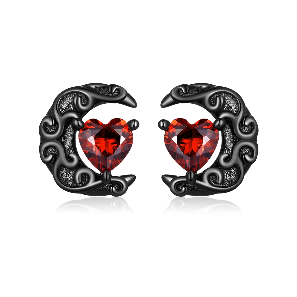 Midnight Moonlight Stud Earrings in Black Gold Plated Sterling Silver