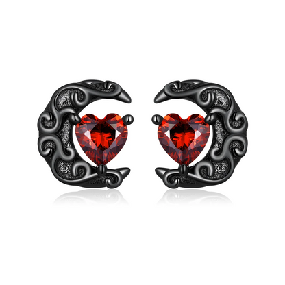 Midnight Moonlight Stud Earrings in Black Gold Plated Sterling Silver