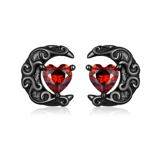 Midnight Moonlight Stud Earrings in Black Gold Plated Sterling Silver
