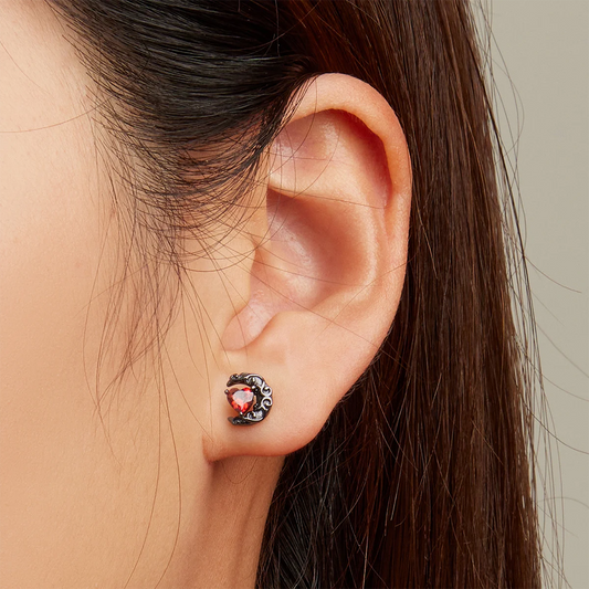 Midnight Moonlight Stud Earrings in Black Gold Plated Sterling Silver