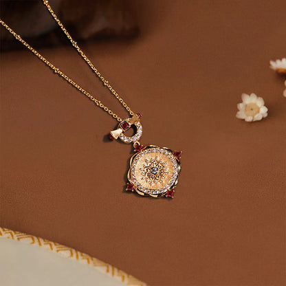 Vintage Rose Necklace with Lab Grown Ruby and Cubic Zirconia Accents