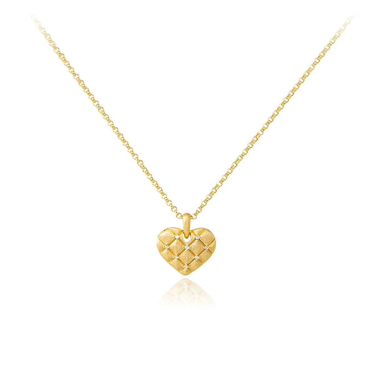 Elegant ruby double-heart necklace with brushed gold disc and starlit bead chain