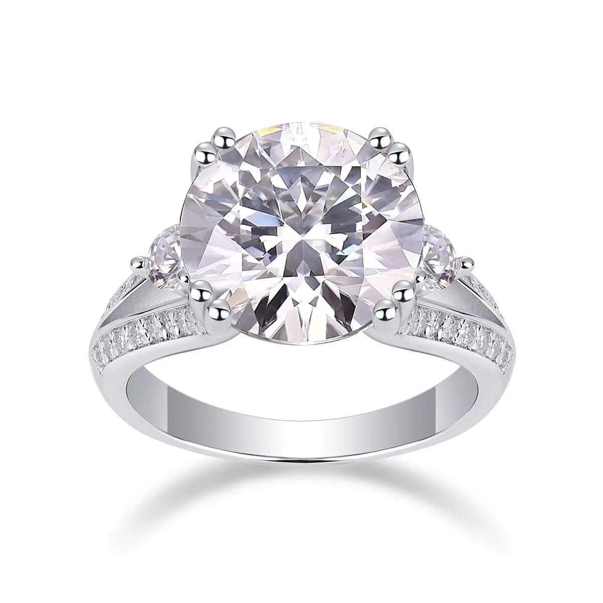5ct Round Cut Moissanite Halo Engagement Ring in Sterling Silver