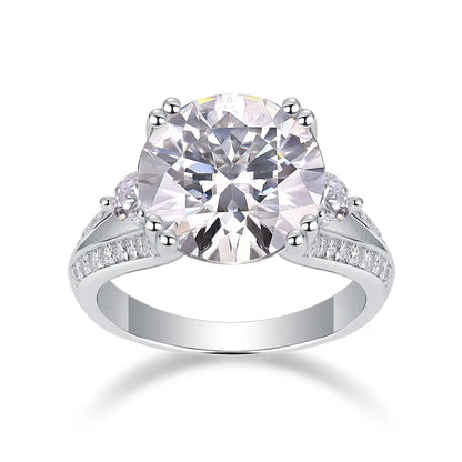 5ct Round Cut Moissanite Halo Engagement Ring in Sterling Silver