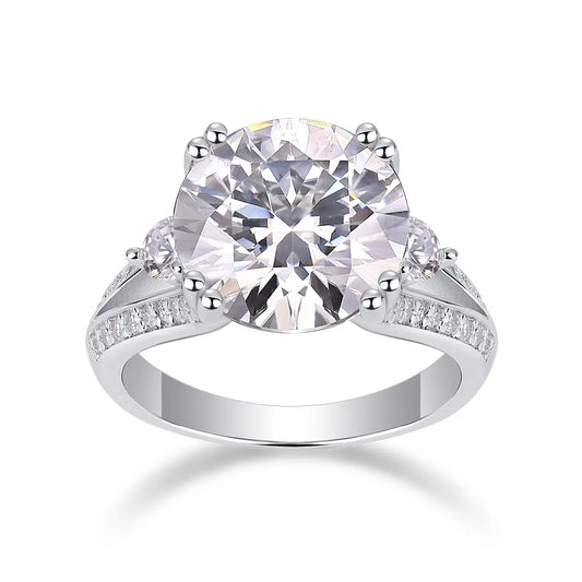 5ct Round Cut Moissanite Halo Engagement Ring in Sterling Silver