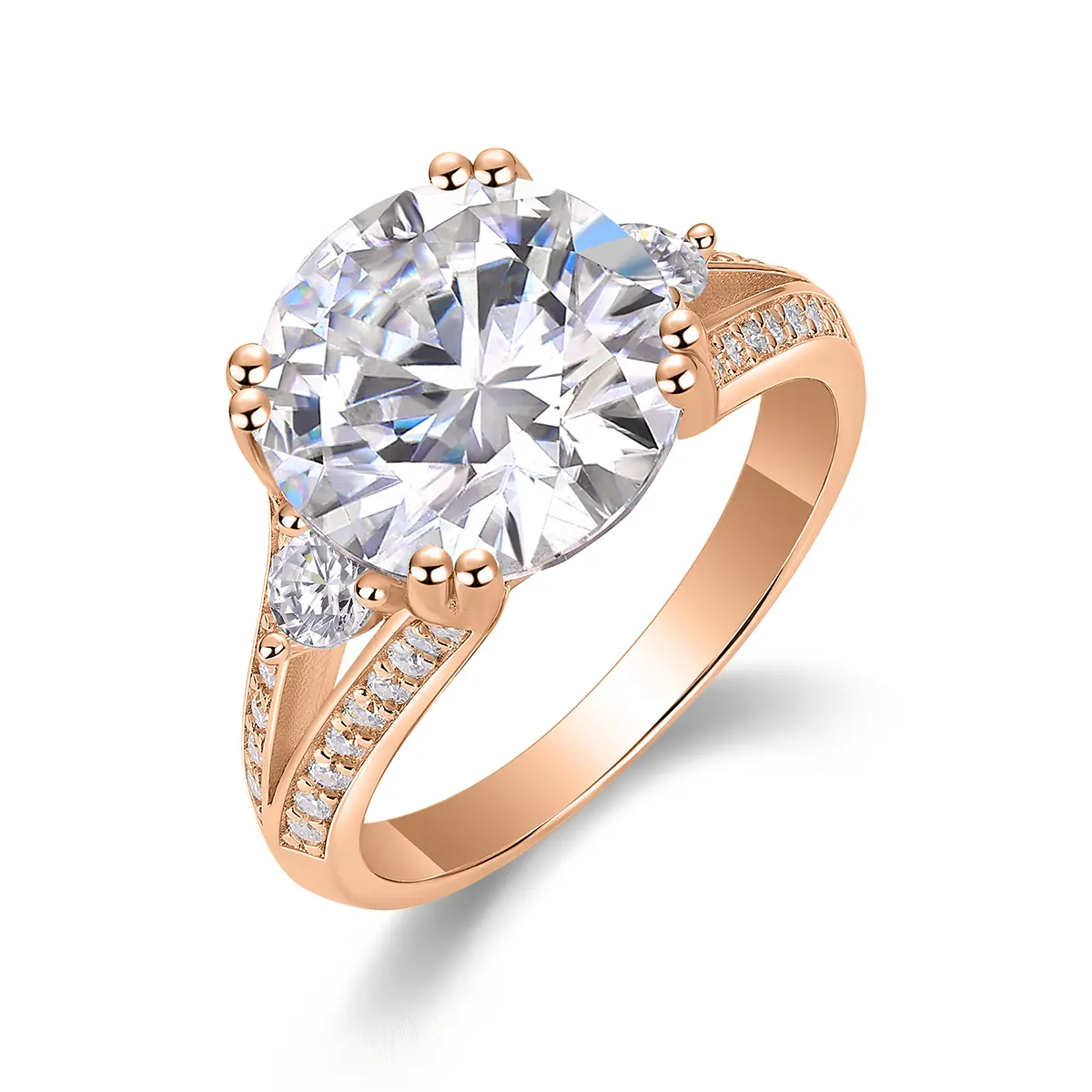 5ct Round Cut Moissanite Halo Engagement Ring in Sterling Silver