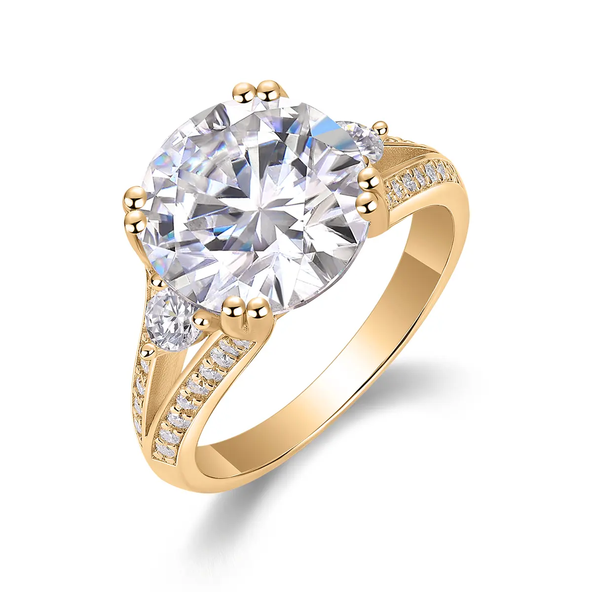 5ct Round Cut Moissanite Halo Engagement Ring in Sterling Silver