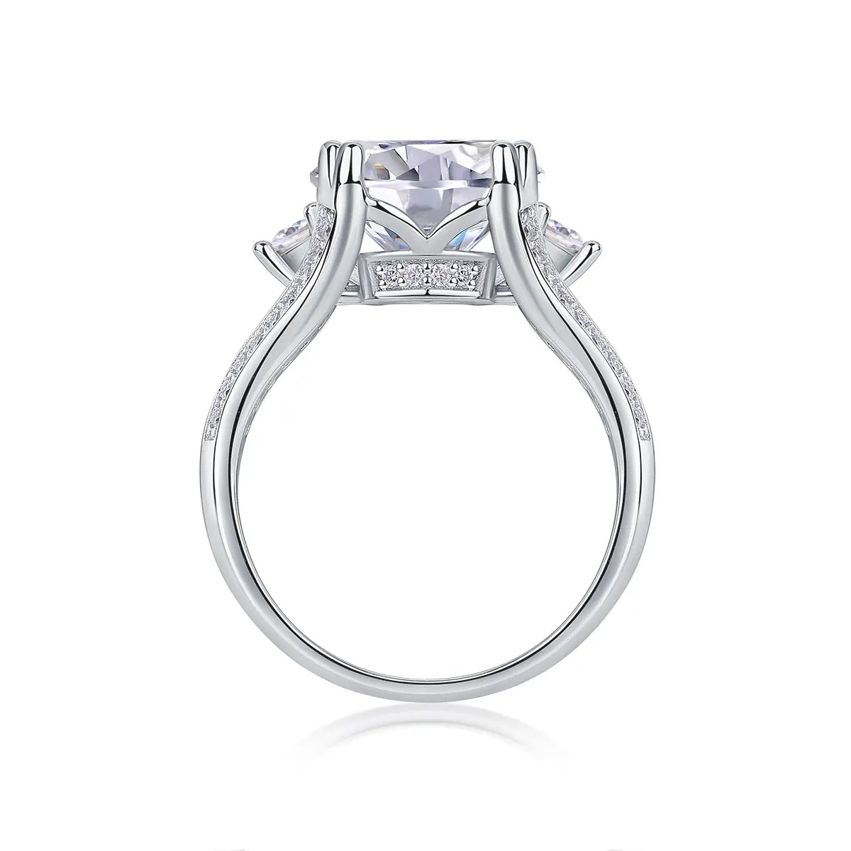 5ct Round Cut Moissanite Halo Engagement Ring in Sterling Silver