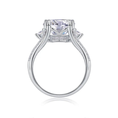 5ct Round Cut Moissanite Halo Engagement Ring in Sterling Silver