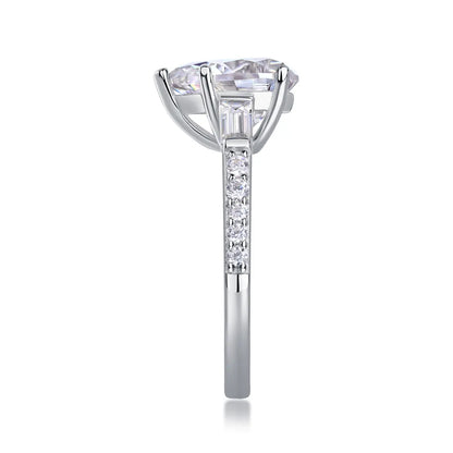 2.5ct Pear Cut Moissanite Engagement Ring with Side Stones