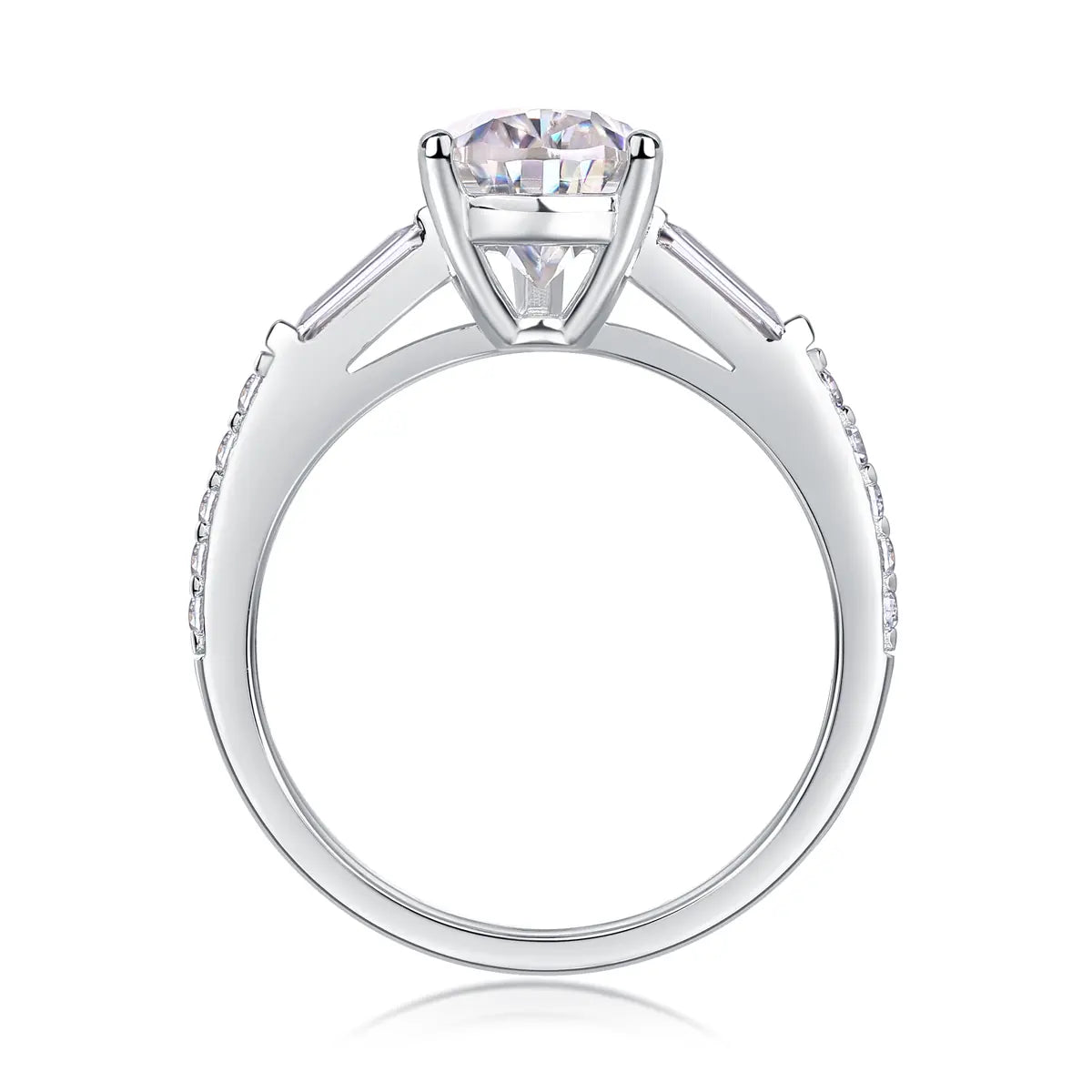 2.5ct Pear Cut Moissanite Engagement Ring with Side Stones