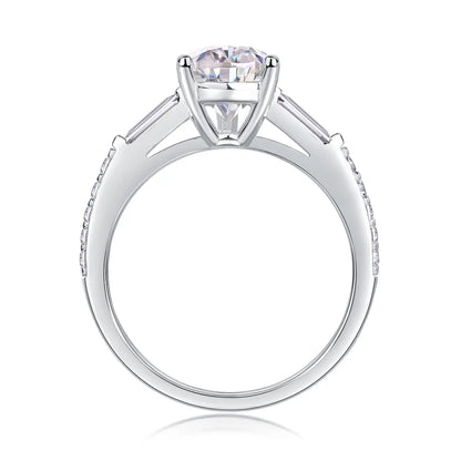 2.5ct Pear Cut Moissanite Engagement Ring with Side Stones