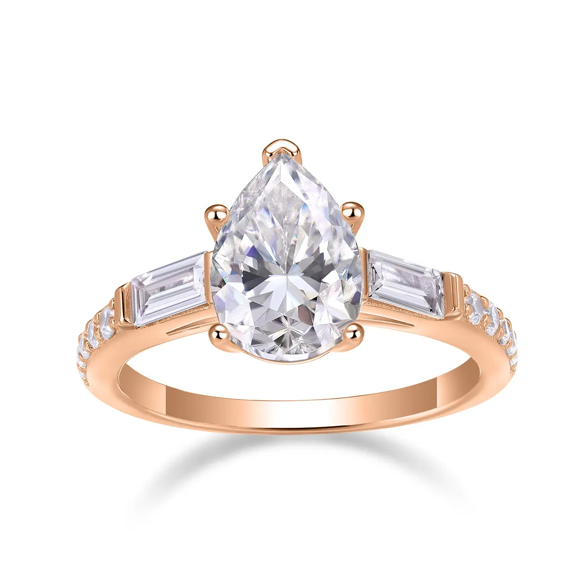 2.5ct Pear Cut Moissanite Engagement Ring with Side Stones