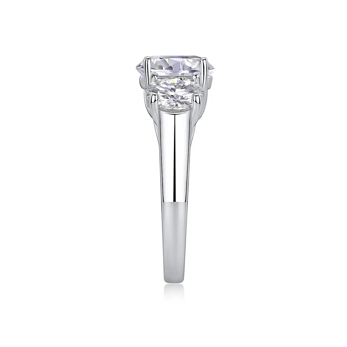 3ct Round Cut Moissanite Solitaire Engagement Ring with Side Stones