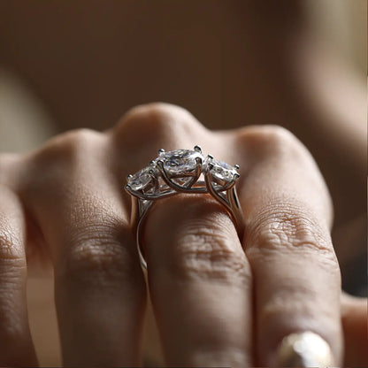 3ct Round Cut Moissanite Solitaire Engagement Ring with Side Stones