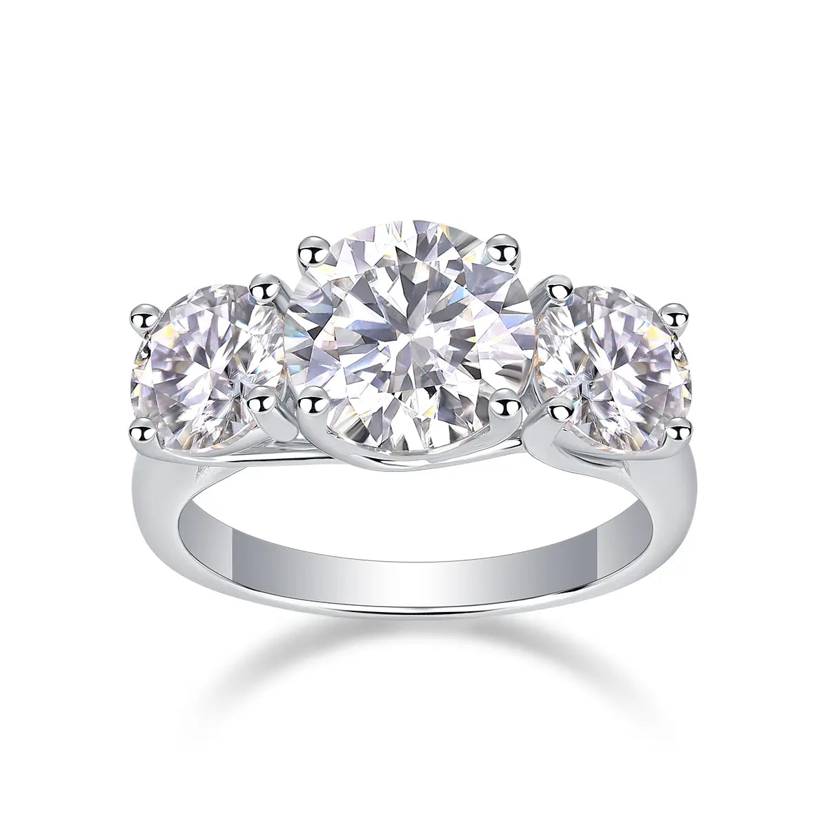 3ct Round Cut Moissanite Solitaire Engagement Ring with Side Stones
