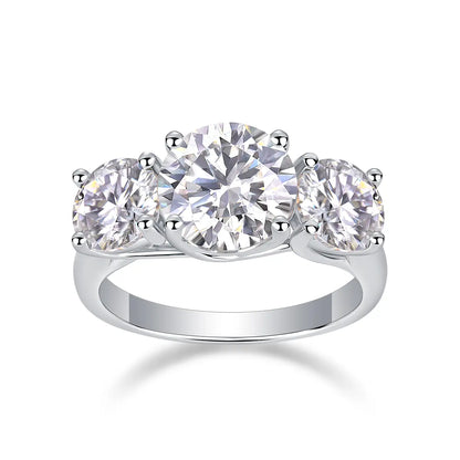 3ct Round Cut Moissanite Solitaire Engagement Ring with Side Stones
