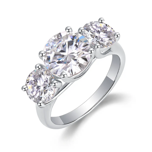 3ct Round Cut Moissanite Solitaire Engagement Ring with Side Stones
