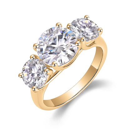 3ct Round Cut Moissanite Solitaire Engagement Ring with Side Stones
