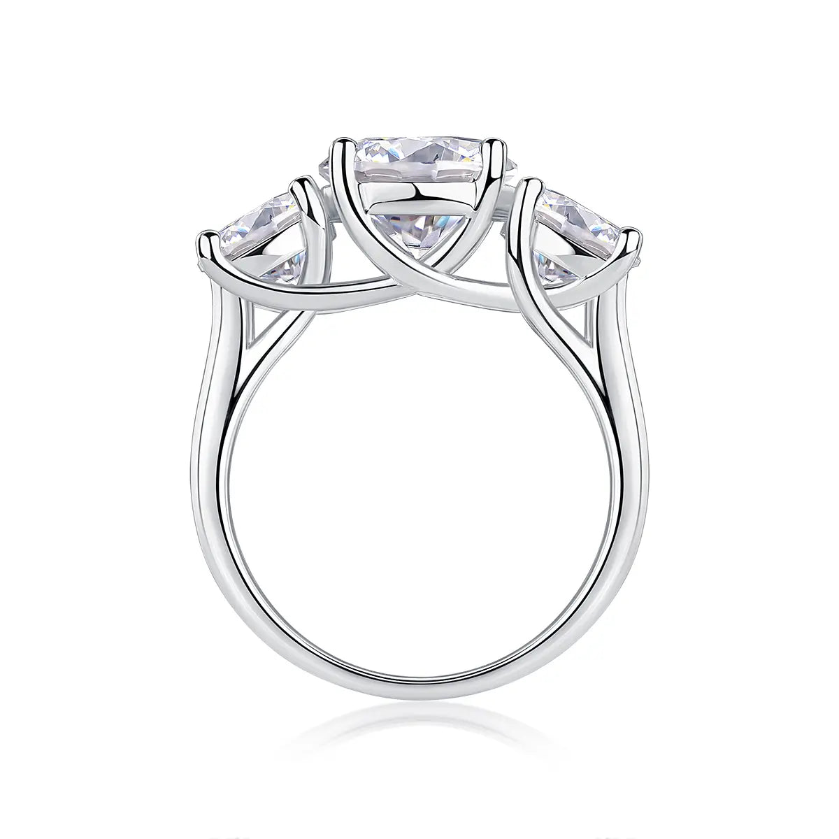 3ct Round Cut Moissanite Solitaire Engagement Ring with Side Stones
