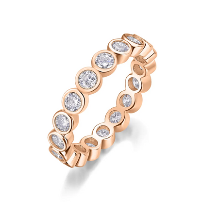 Round Cut Moissanite Full Eternity Band Ring in Sterling Silver