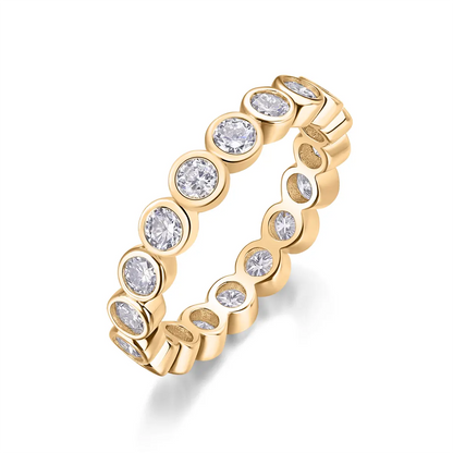 Round Cut Moissanite Full Eternity Band Ring in Sterling Silver