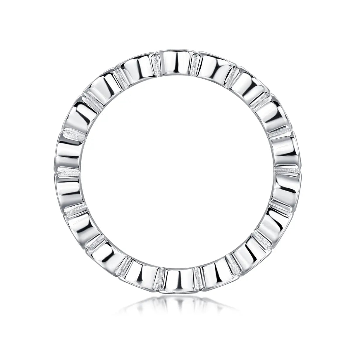 Round Cut Moissanite Full Eternity Band Ring in Sterling Silver