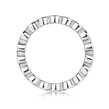 Round Cut Moissanite Full Eternity Band Ring in Sterling Silver