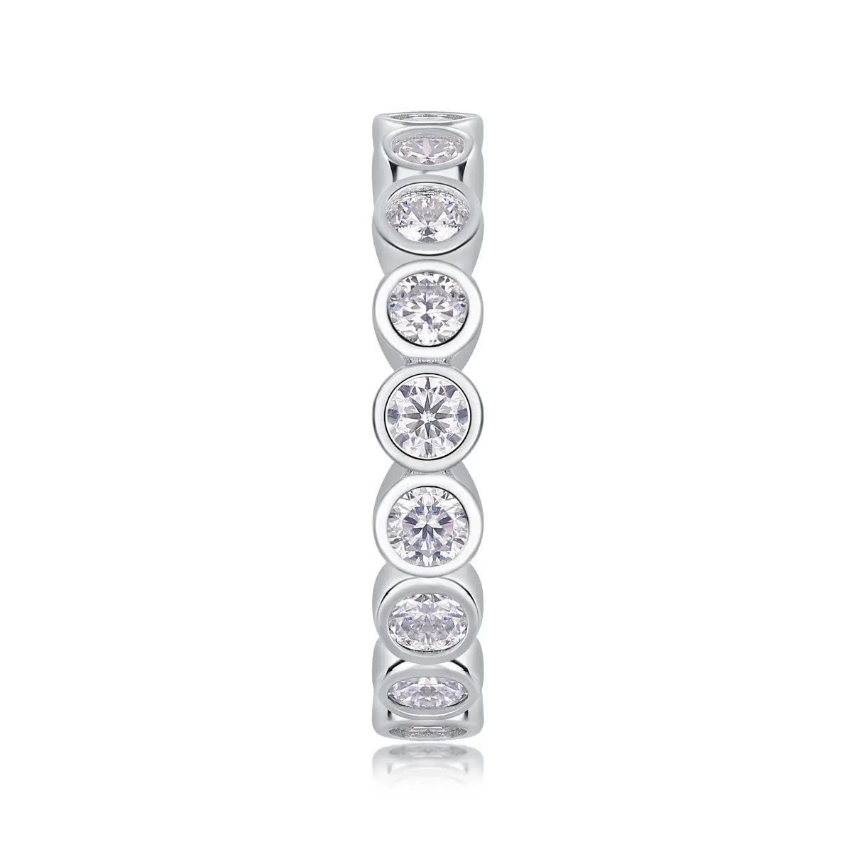 Round Cut Moissanite Full Eternity Band Ring in Sterling Silver