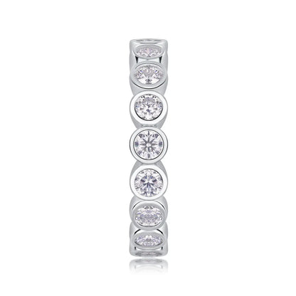 Round Cut Moissanite Full Eternity Band Ring in Sterling Silver