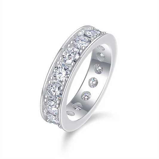 4mm Round Moissanite Eternity Band Ring in Sterling Silver