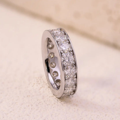 4mm Round Moissanite Eternity Band Ring in Sterling Silver