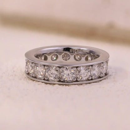4mm Round Moissanite Eternity Band Ring in Sterling Silver