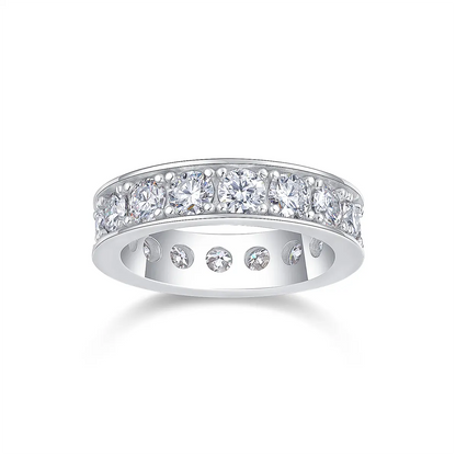 4mm Round Moissanite Eternity Band Ring in Sterling Silver