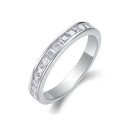 Dainty 2mm moissanite half eternity ring, perfect for stacking or daily wear
