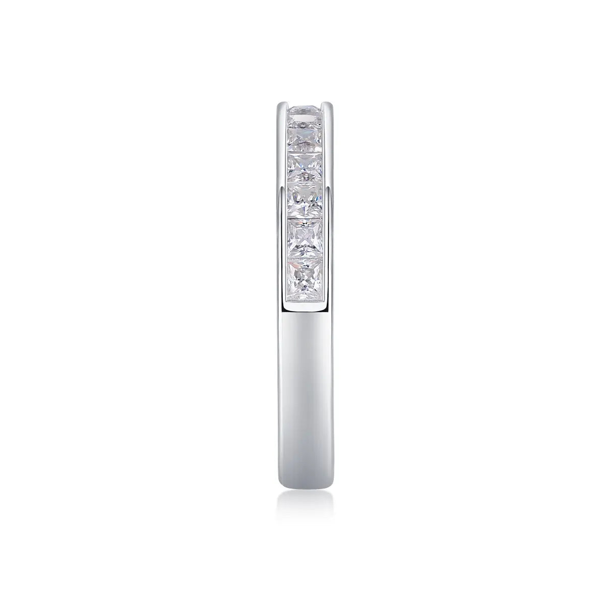 Dainty 2mm moissanite half eternity ring, perfect for stacking or daily wear