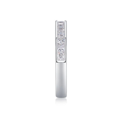 Dainty 2mm moissanite half eternity ring, perfect for stacking or daily wear