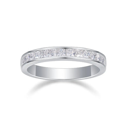 Dainty 2mm moissanite half eternity ring, perfect for stacking or daily wear
