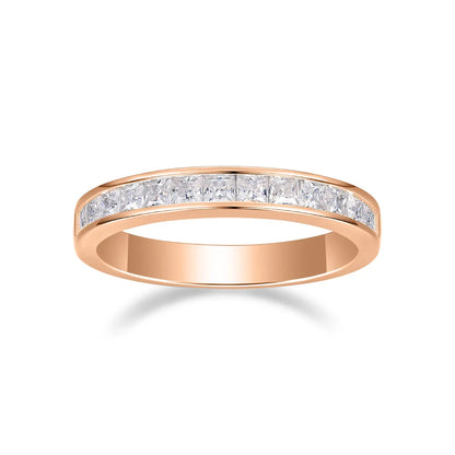 Dainty 2mm moissanite half eternity ring, perfect for stacking or daily wear
