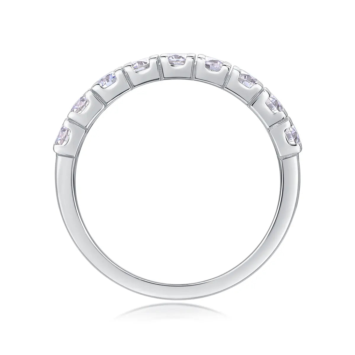 Elegant moissanite double row eternity ring with brilliant round cut stones