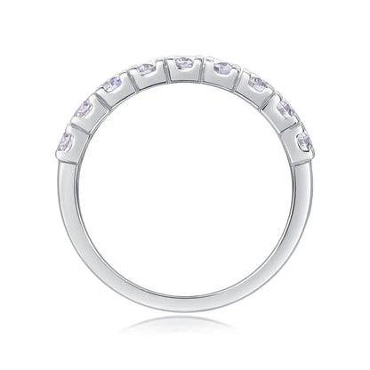 Elegant moissanite double row eternity ring with brilliant round cut stones