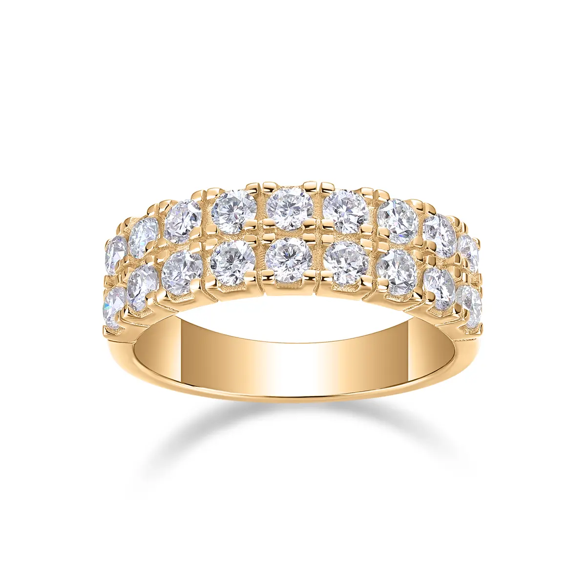 Elegant moissanite double row eternity ring with brilliant round cut stones