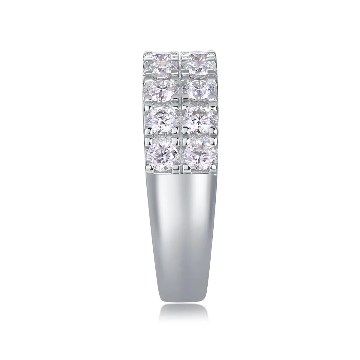 Elegant moissanite double row eternity ring with brilliant round cut stones