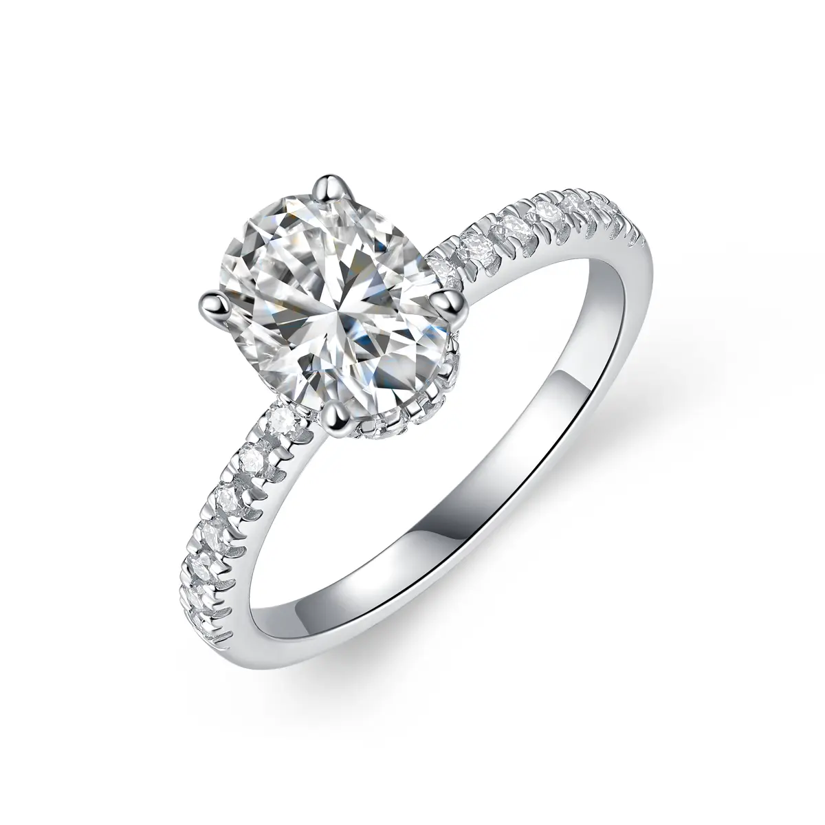 Cinderella Inspired Moissanite Oval Engagement Ring in Sterling Silver
