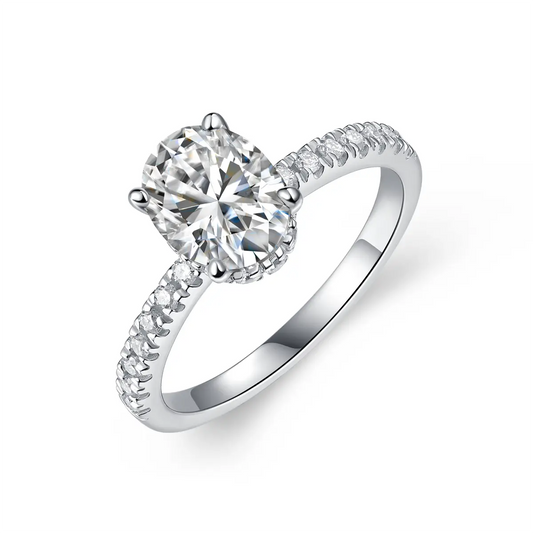 Cinderella Inspired Moissanite Oval Engagement Ring in Sterling Silver