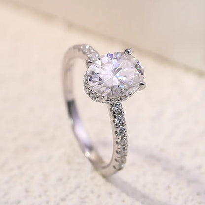 Cinderella Inspired Moissanite Oval Engagement Ring in Sterling Silver