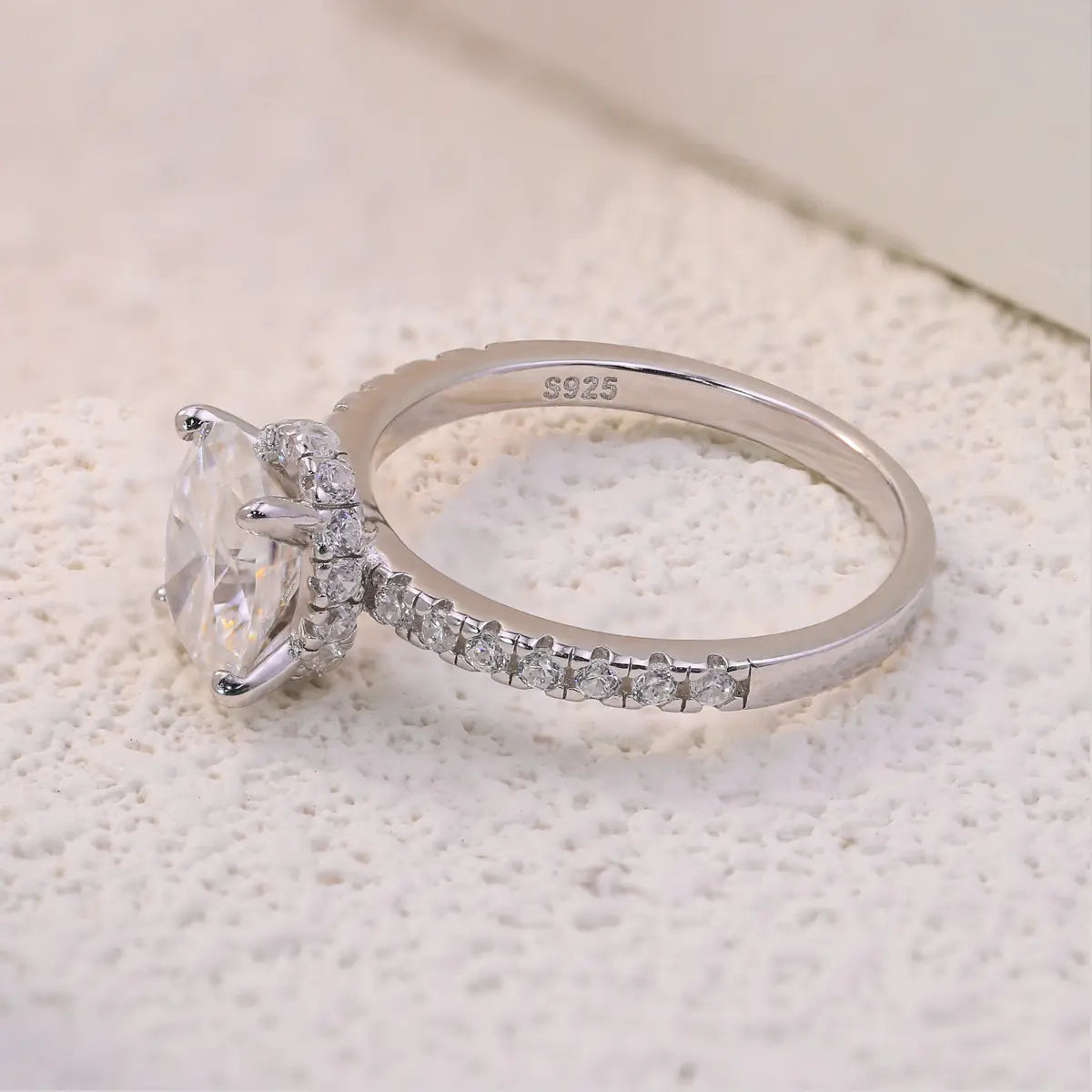 Cinderella Inspired Moissanite Oval Engagement Ring in Sterling Silver
