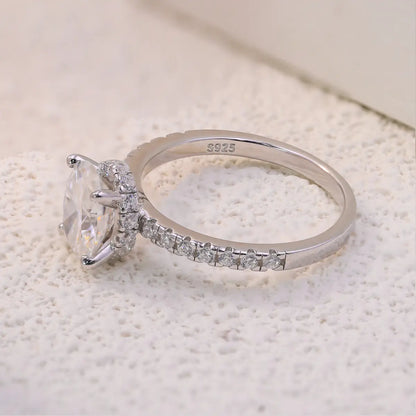 Cinderella Inspired Moissanite Oval Engagement Ring in Sterling Silver