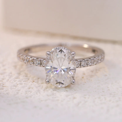 Cinderella Inspired Moissanite Oval Engagement Ring in Sterling Silver