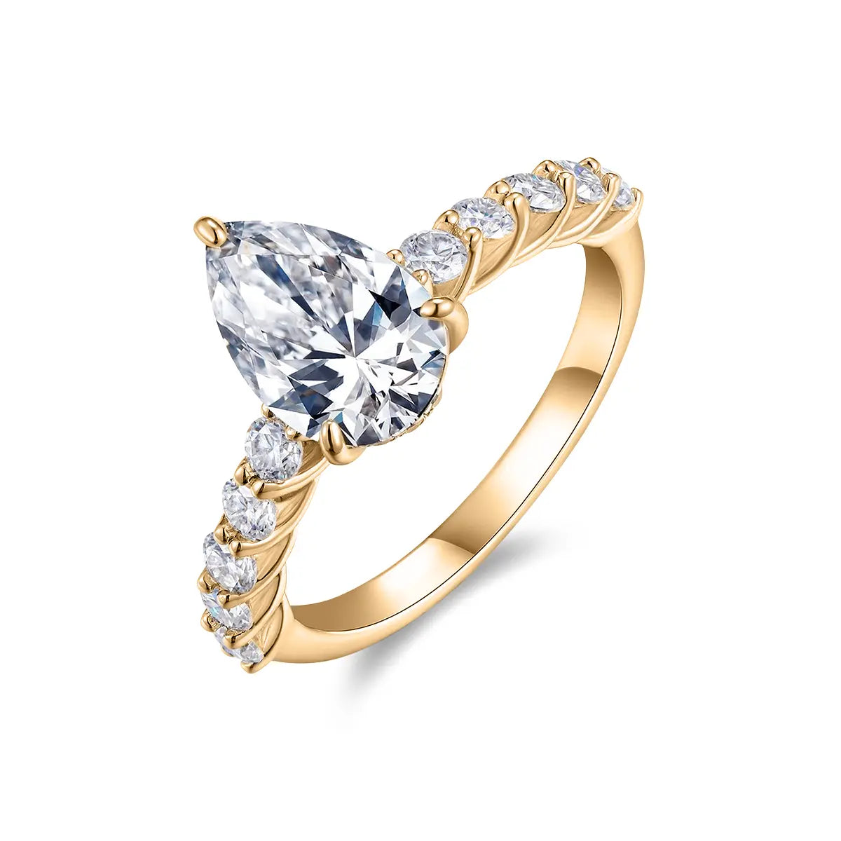 3ct Pear Cut Moissanite Engagement Ring in Sterling Silver with Side Stones